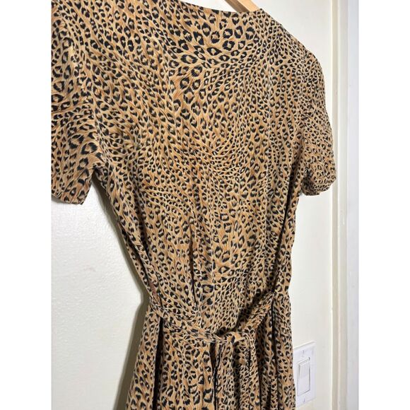Robbie Bee Vintage Silk Wrap Dress 10 Cheetah Print Animal 90s Classic Capsule - Picture 5 of 5